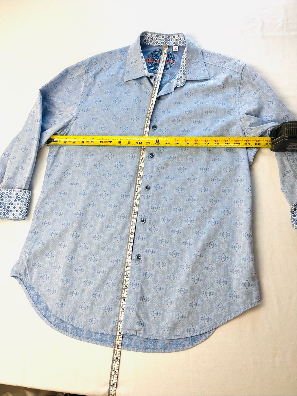 Robert Graham Classic Fit damask cotton Jacquard flip collar cuff shirt Large - Picture 8 of 9